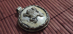 OOAK Ethnic tribal Tibetan naga conch shell Frog pendant reverse side floral design -Nepal PM491C