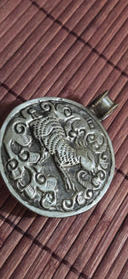 3 animal pendants set - Ethnic tribal Tibetan naga conch shell Frog , elephant, dragon pendant reverse side floral deer design - PM491D