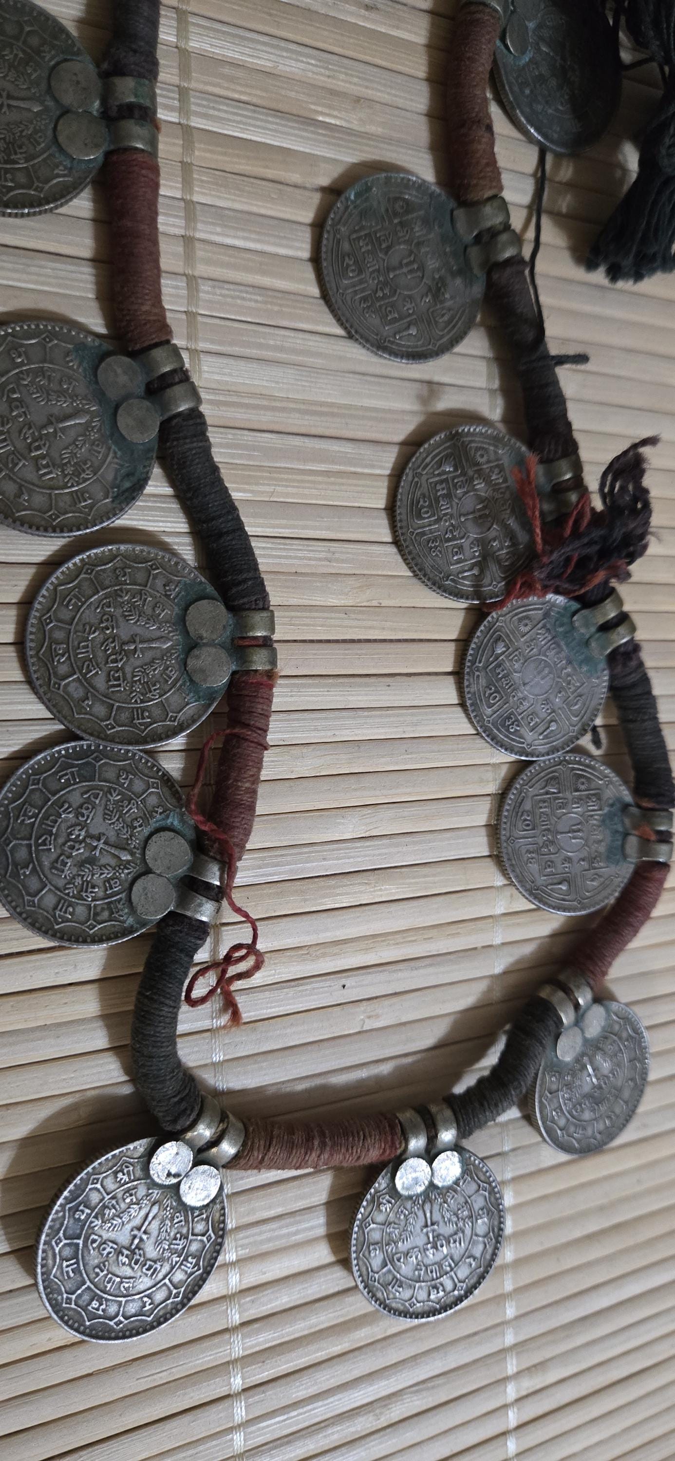 Vintage Nepalese Coin Necklace | 1970s 1 Rupee Coins neck| Ethnic Tribal Jewelry | Collectible Statement Piece | Nepal Necklace – STR003B