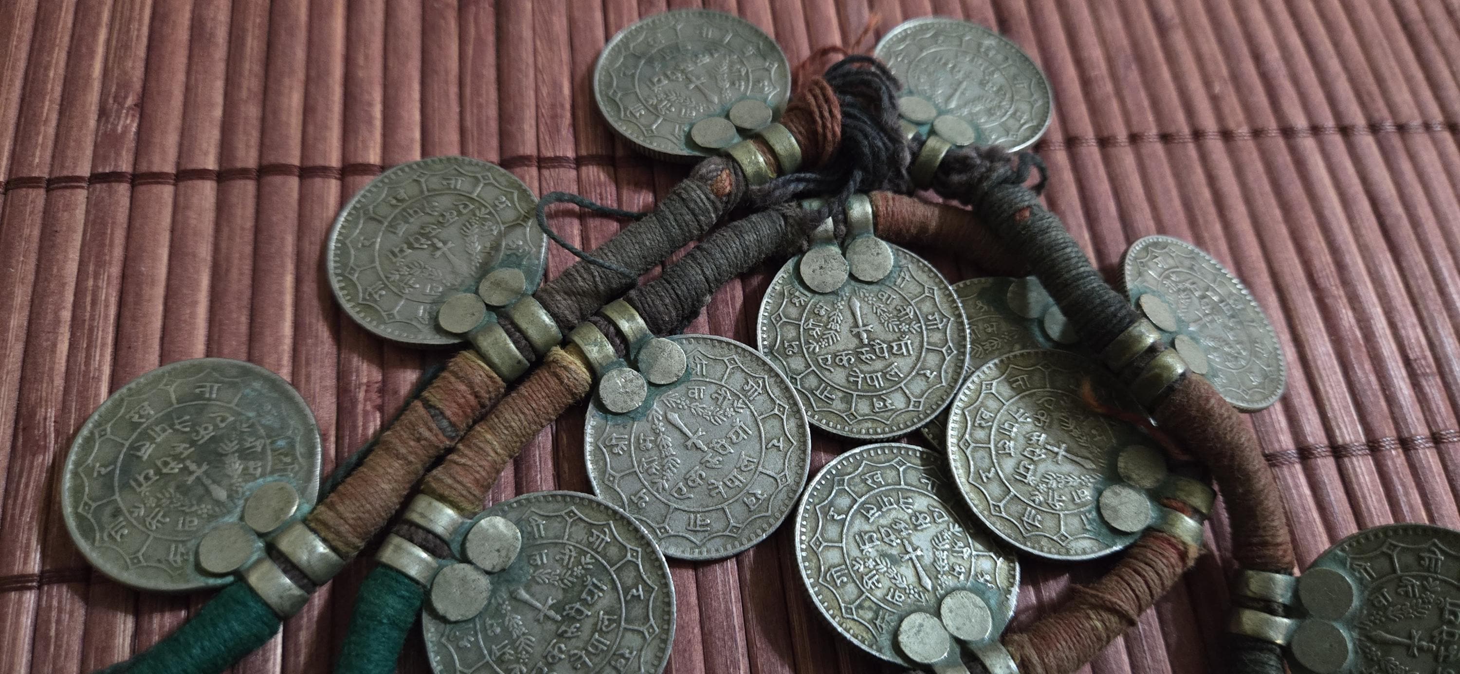 Vintage Nepalese Coin Necklace | 1970s 1 Rupee Coins neck| Ethnic Tribal Jewelry | Collectible Statement Piece | Nepal Necklace – STR003B