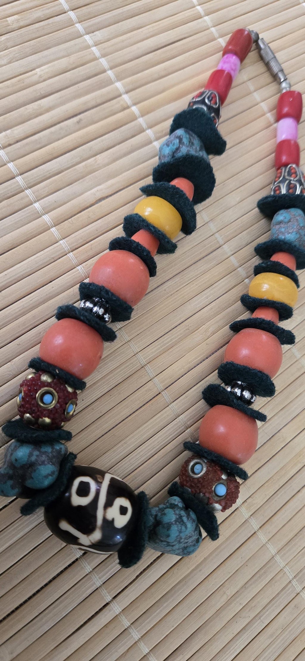 Vintage tibetan nepal mixed tribal beads short strand 16 inches STR004A
