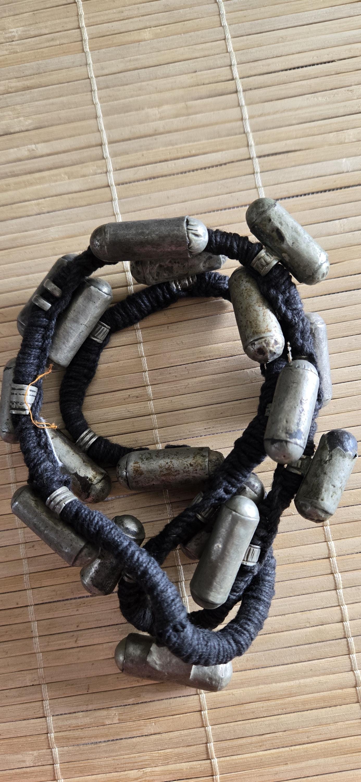 Vintage old ethnic nepal tribal brass amulet pendants necklace one of a kind - Selling As Is - STR005A