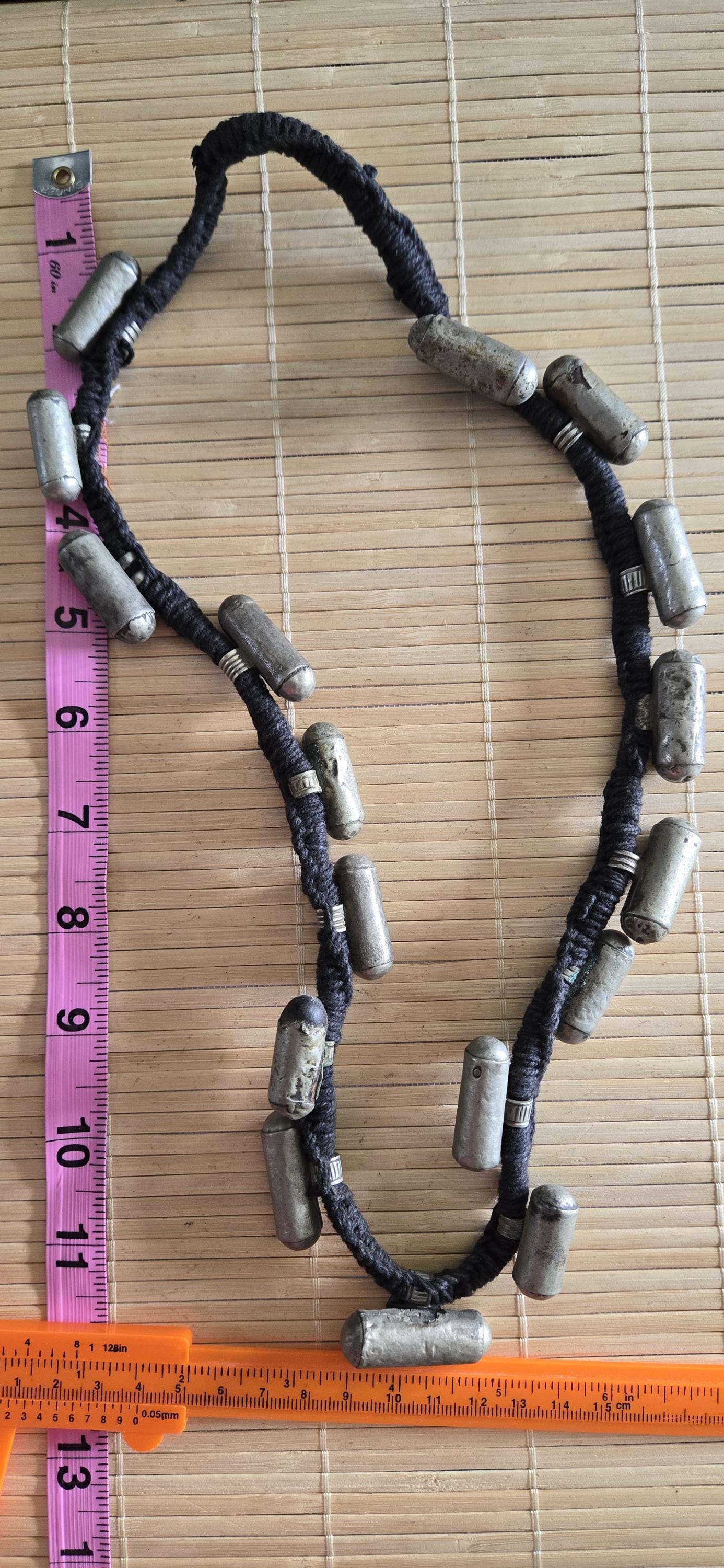 Vintage old ethnic nepal tribal brass amulet pendants necklace one of a kind - Selling As Is - STR005A