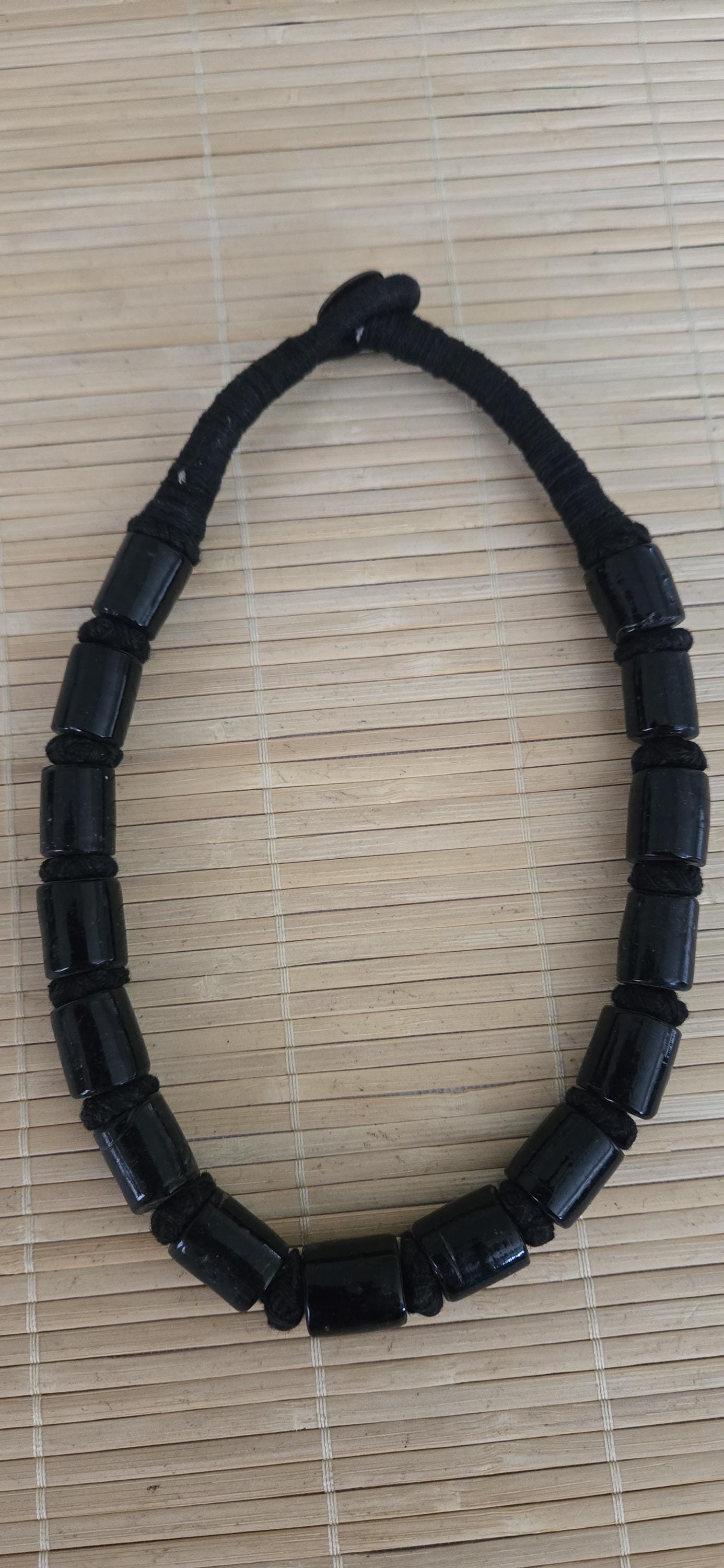 Vintage Nepal Ethnic Glass Bead Necklace with 1957 Coin Clasp c – Tribal Boho Jewelry STR005C