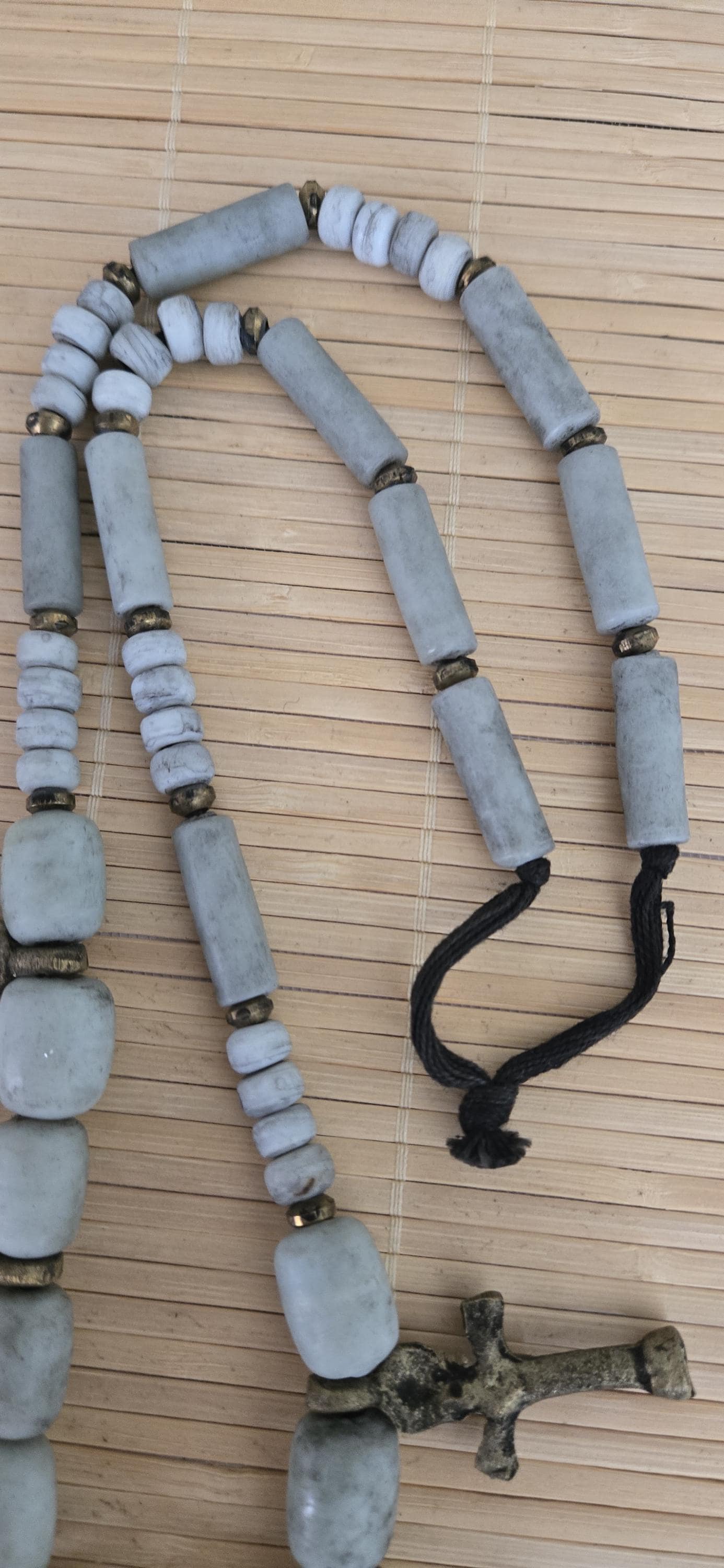 Vintage African Brass Fertility Pendants Necklace | Tribal Clay Beads | Ethnic Jewelry | Boho Statement Necklace STR004D