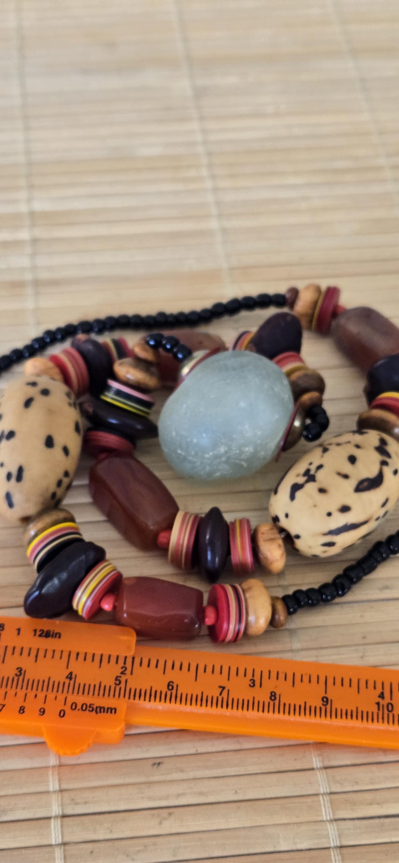 Vintage African Beads Strand large agate, Piassava Palm Seed beads, Carnelian Glass & Disc Beads Natural Tribal Jewelry Supplies STR005H