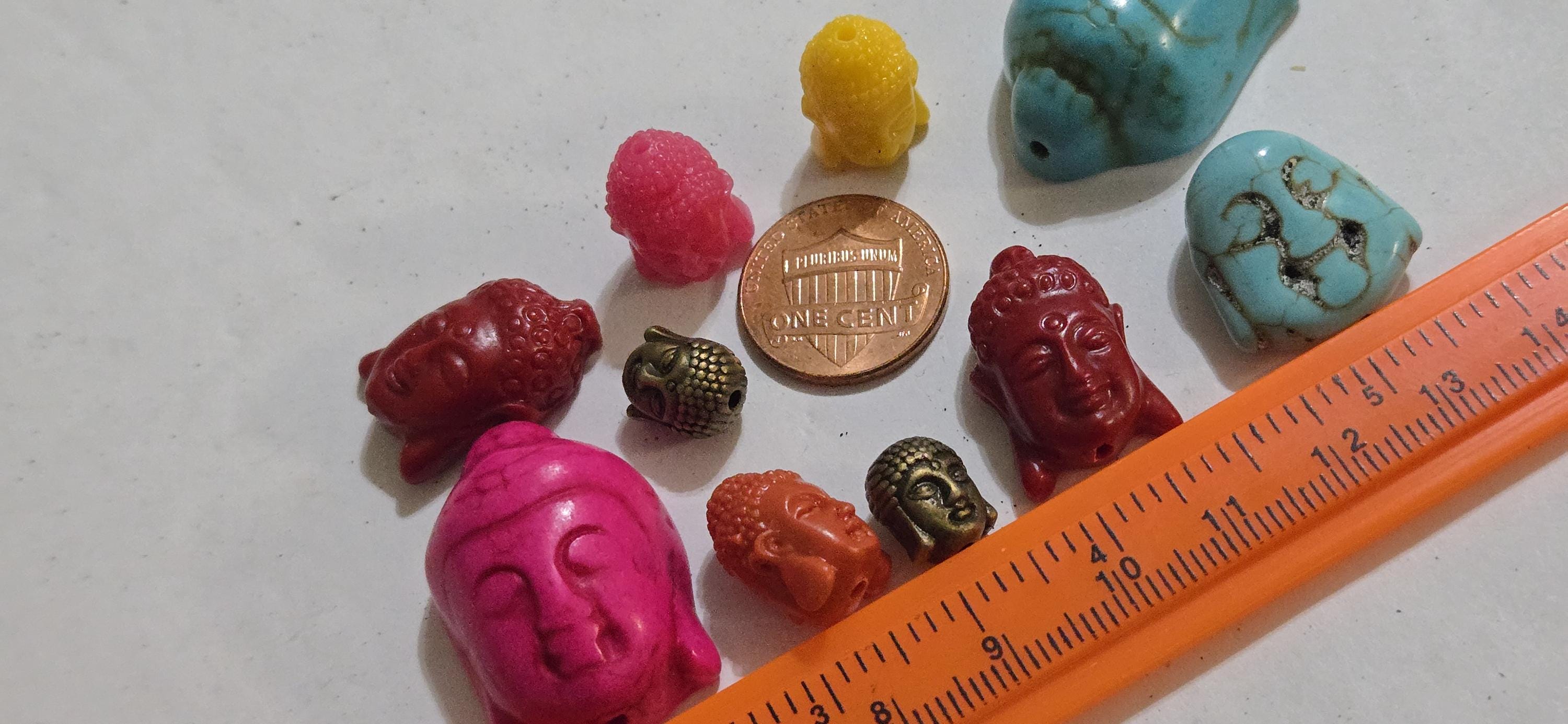 10 pieces Buddha beads - Assorted nice colorful mix style Buddha face pendant beads - pack of 10 beads - BD752G