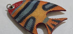 Unique handcrafted Large bold size Fish Leather Pendant – Rustic Luxe Charm for Keyring or Bag - BD753D