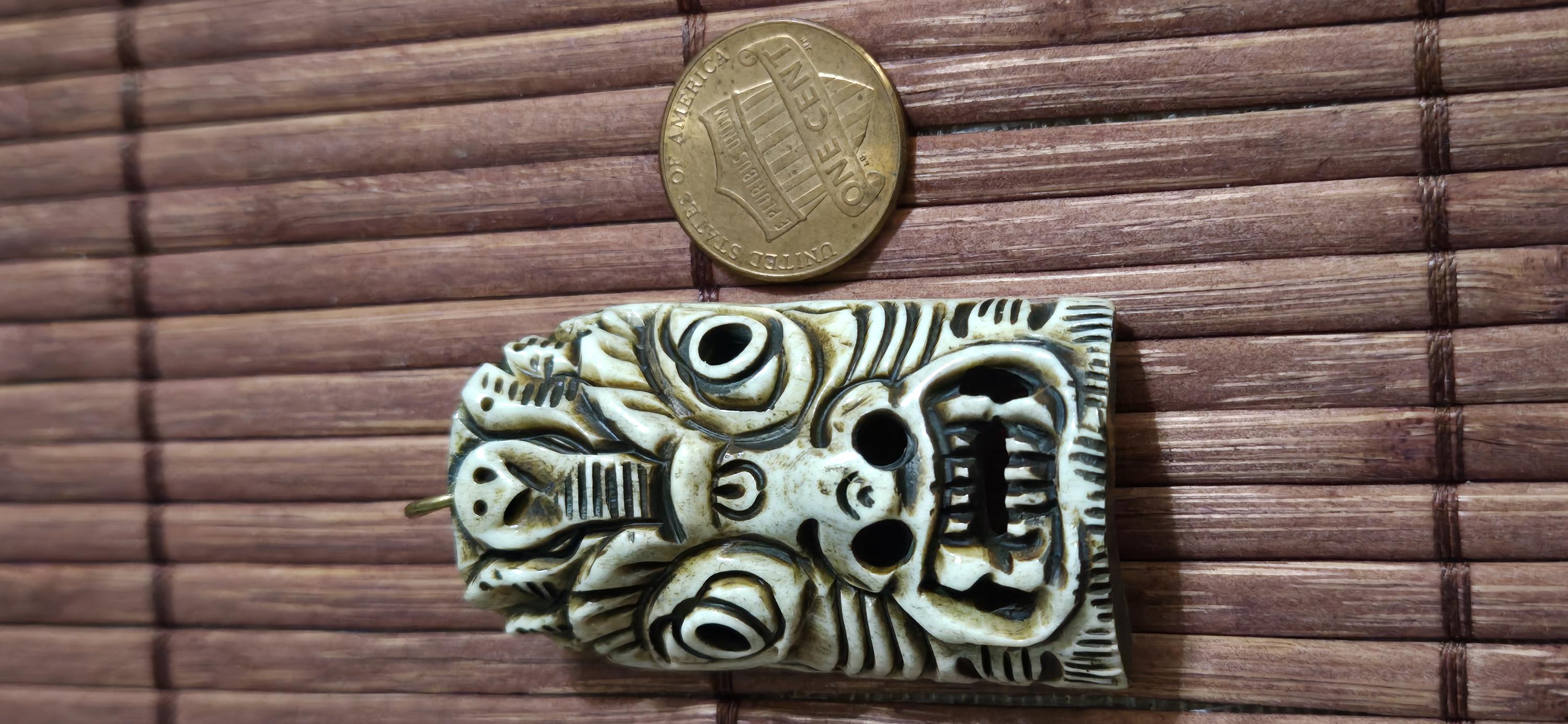 Fierce Powerful Tibetan Mahakala Deity Bone Pendant – Protector Amulet, Keyring Charm, Jewelry Supply – 1 pendant- PB054B