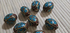 2 Beads - Large 20 mm x 16 mm size Oval shape Tibetan brass beads with turquoise inlay ethnic nepal beads inlaid beads - BD399