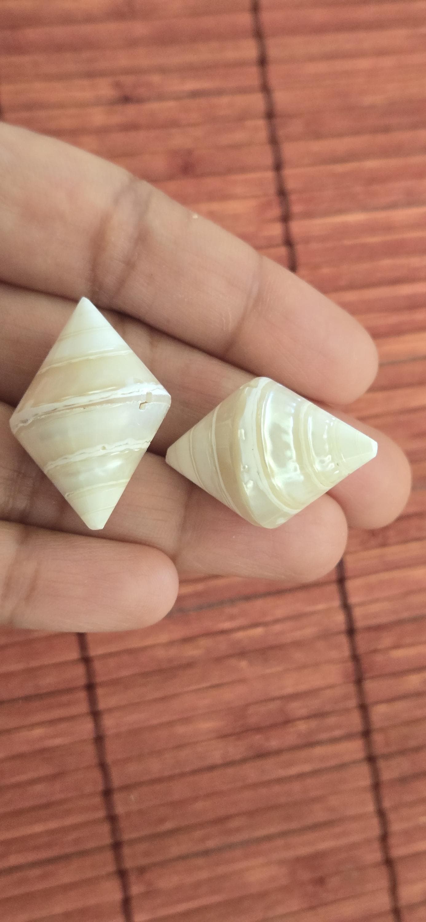 4 Bicone Troca mother of pearl MOP Shell Beads | 30–36mm x 19 -23 mm Lustrous Natural Shell Beads Drilled in Center |Craft Supplies BD221H