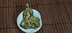 Majestic Elephant & Phoenix bird Pendant | Reversible Tibetan Conch Shell Amulet | Brass Trim Ethnic artistic pendant from Nepal PM004D