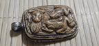 1 Pendant - Large Ethnic Tibetan carved recycled cattle bone frog family design pendant with flower carving on reverse side - PM006L