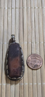 Himalayan rustic brown carnelian gemstone Pendant with antiqued Tibetan finish foral repousse Nepal artisan jewelry pendant PM004M