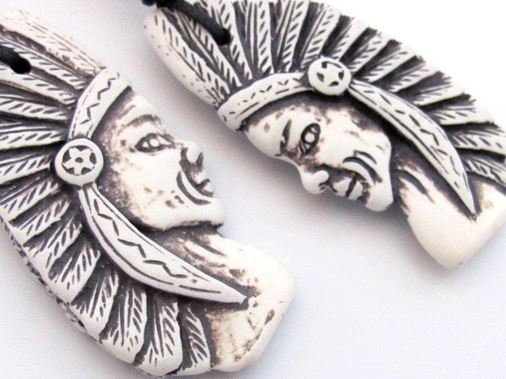 1 Pendant - Large Native Indian chief resin pendant - PB085