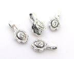 2 counters set - Small size Silver color plated Tibetan Om symbol leaf shape mala counter - BD612