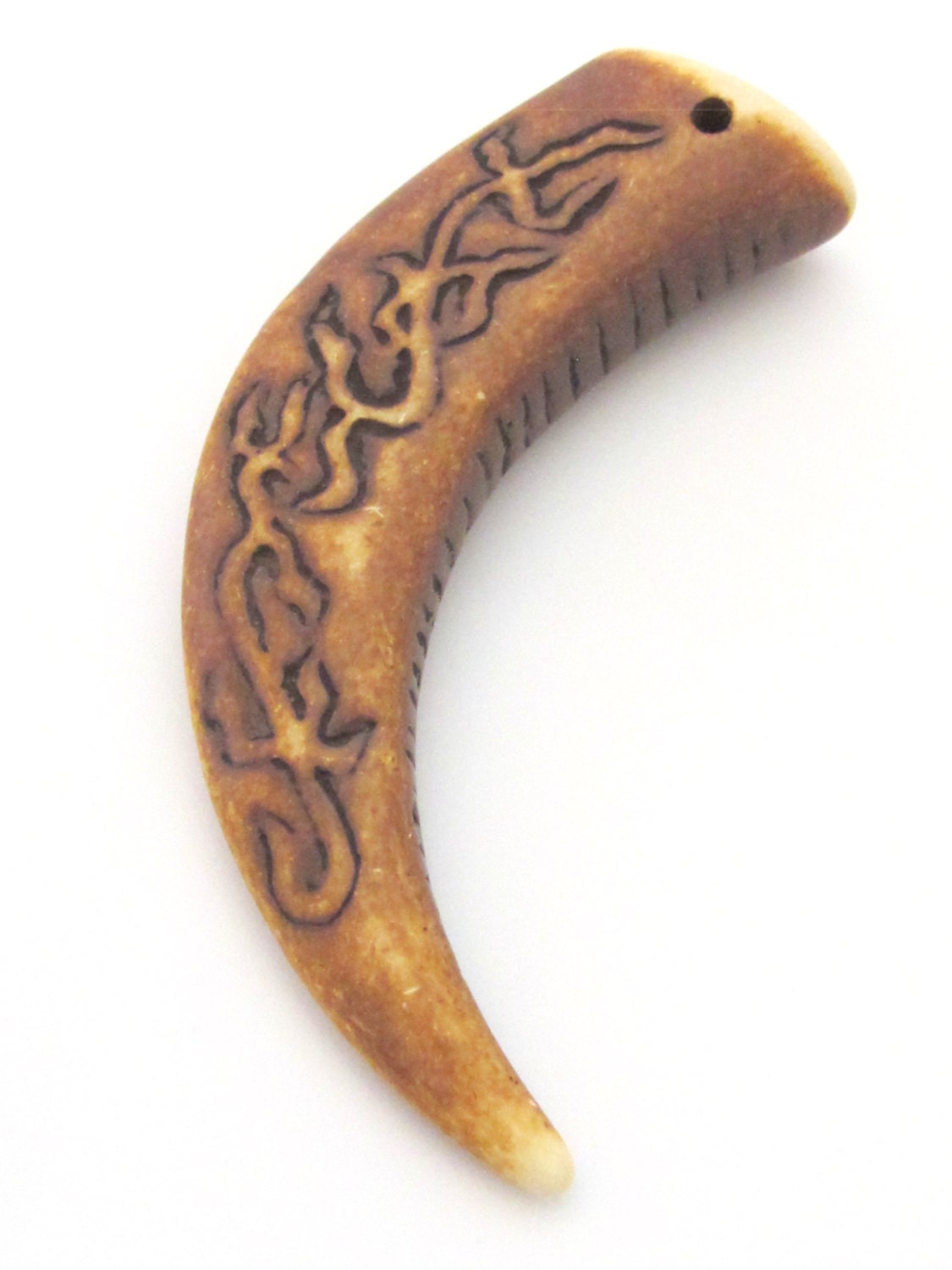 1 Pendant - Large Long tooth shape resin pendant dual sided resin pendant - PB087