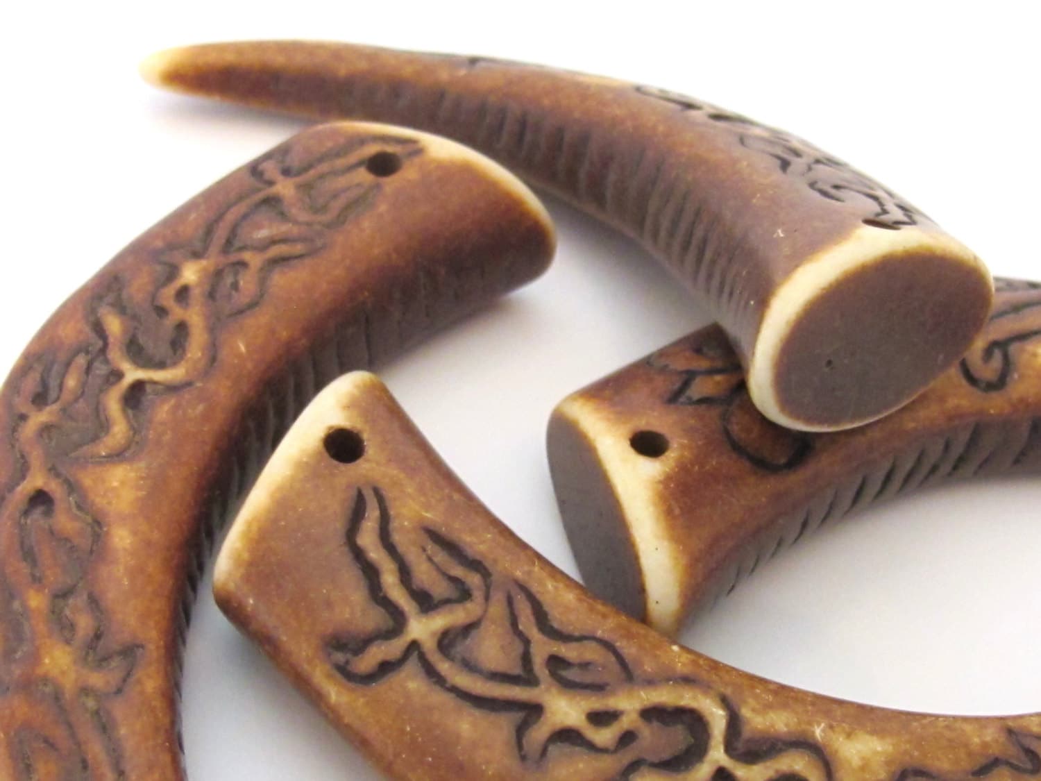 1 Pendant - Large Long tooth shape resin pendant dual sided resin pendant - PB087