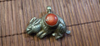 Tibetan Rabbit Pendant with coral Inlay | Repousse Animal Theme Jewelry | Ethnic Nepal Pendant PM438B