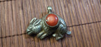 Tibetan Rabbit Pendant with coral Inlay | Repousse Animal Theme Jewelry | Ethnic Nepal Pendant PM438B