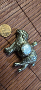 Tibetan Sheep Pendant with white Pearl Inlay | Repousse Animal Theme Jewelry | Ethnic Nepal Pendant PM438Q