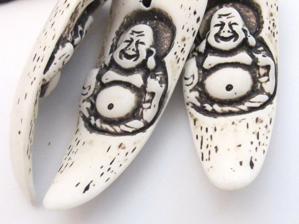 1 Pendant - Smiling Buddha design Large tooth shape resin pendant - PB086