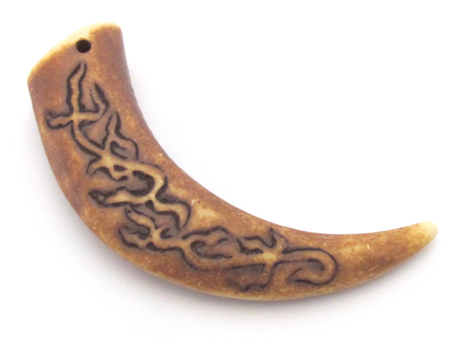 1 Pendant - Large Long tooth shape resin pendant dual sided resin pendant - PB087