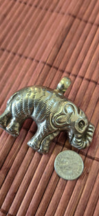 Tibetan Elephant Pendant with red coral inlay | Repousse Jewelry from Nepal | Bold Animal pendant PM438L