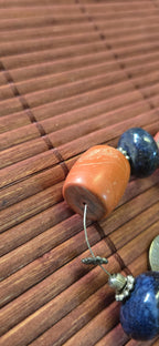 10 Vintage beads ethnic Nepal Tibetan coral and lapis beads - STR001G