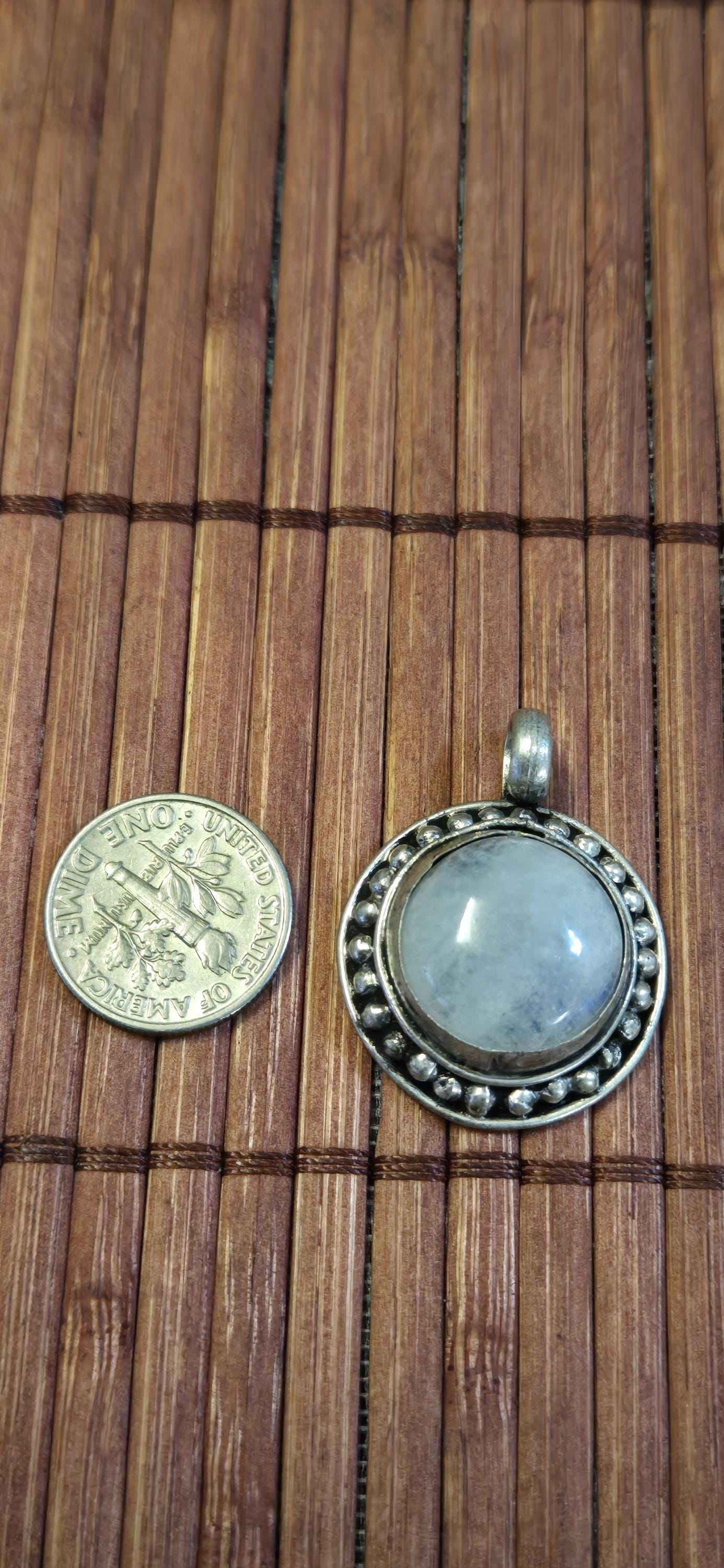 Tibetan Milky White Quartz gemstone Pendant | Himalayan Nepal Gemstone Amulet | PM439A