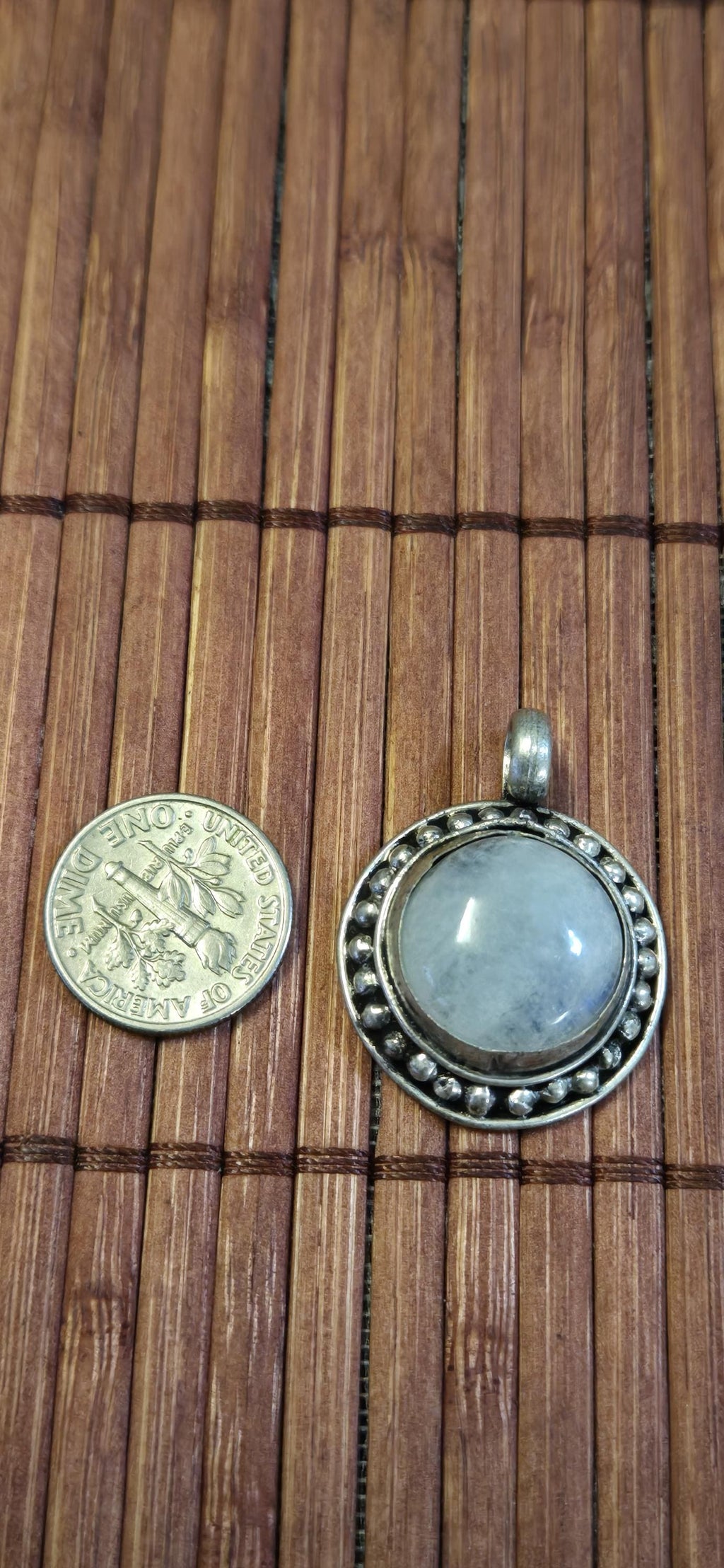 Tibetan Milky White Quartz gemstone Pendant | Himalayan Nepal Gemstone Amulet | PM439A