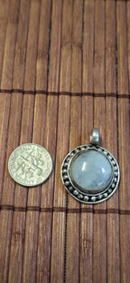 Tibetan Milky White Quartz gemstone Pendant | Himalayan Nepal Gemstone Amulet | PM439A