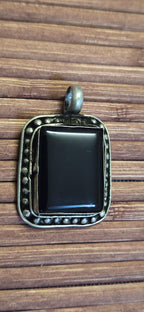 Tibetan black agate gemstone Pendant | Himalayan Nepal Gemstone Amulet | PM439D