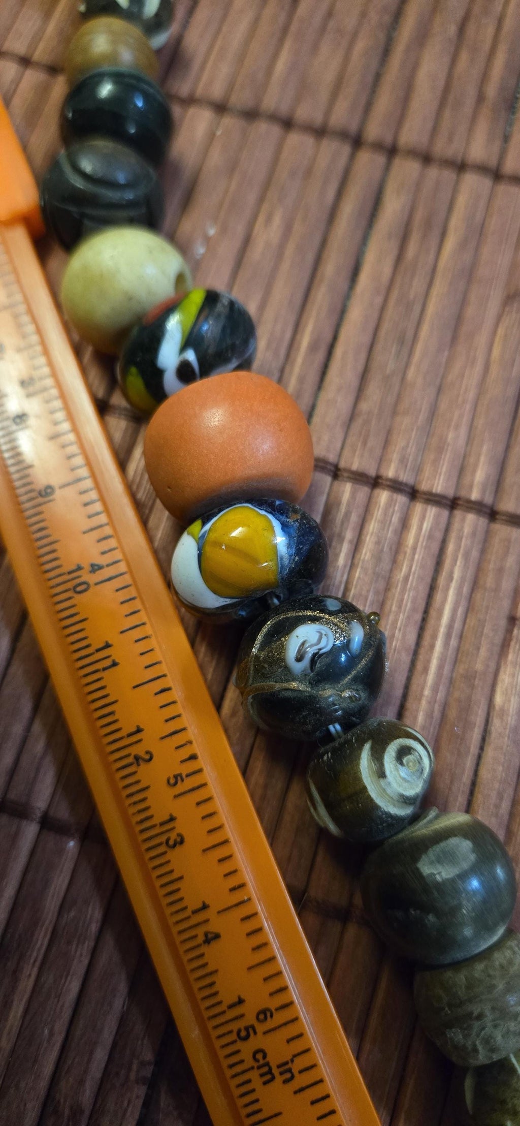 Mixed Vintage Tibetan Nepal Beads – Bone, Bodhi Seed, Glass, Wood – jewelry making Earthy beads - STR001H