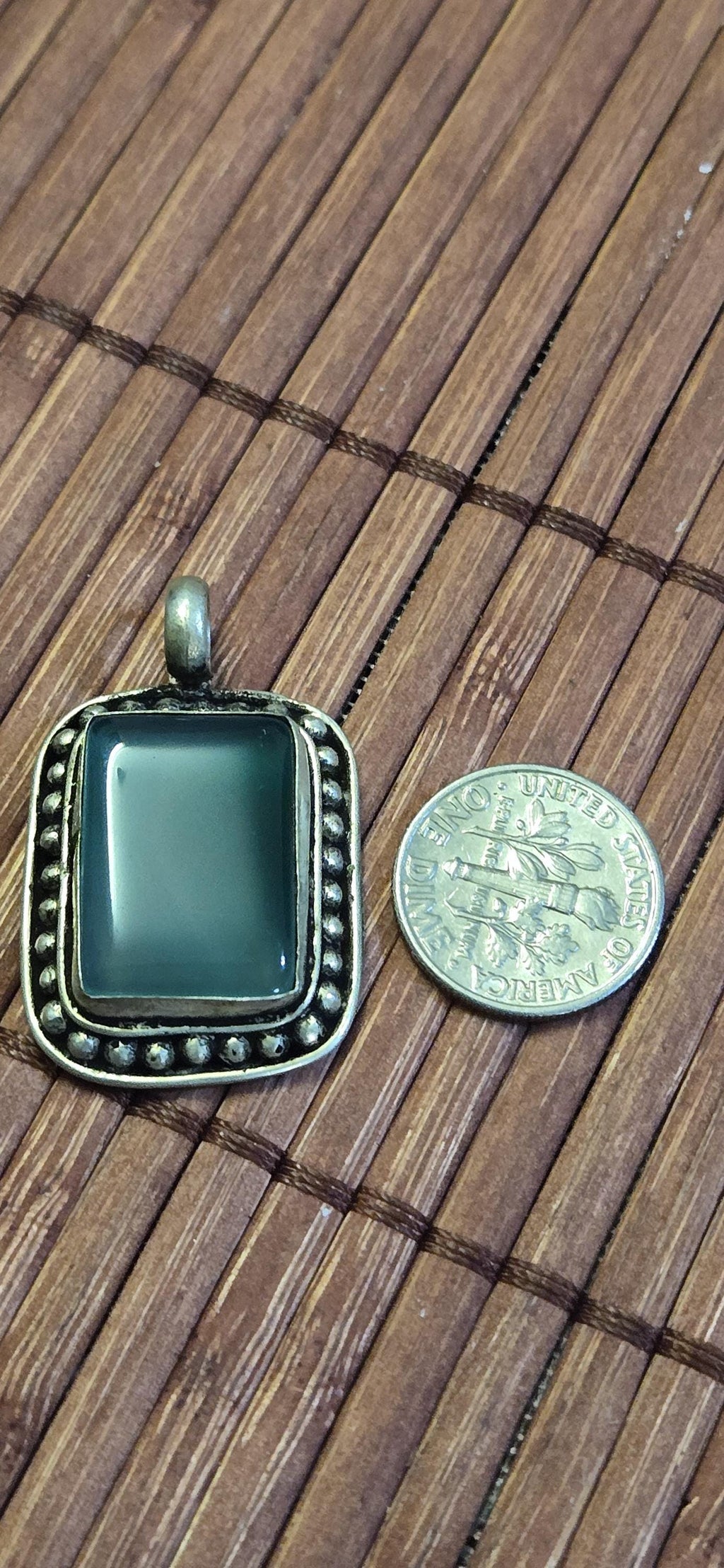 Tibetan Green chalcedony gemstone Pendant | Himalayan Nepal Gemstone Amulet | PM439G