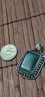 Tibetan Green chalcedony gemstone Pendant | Himalayan Nepal Gemstone Amulet | PM439G