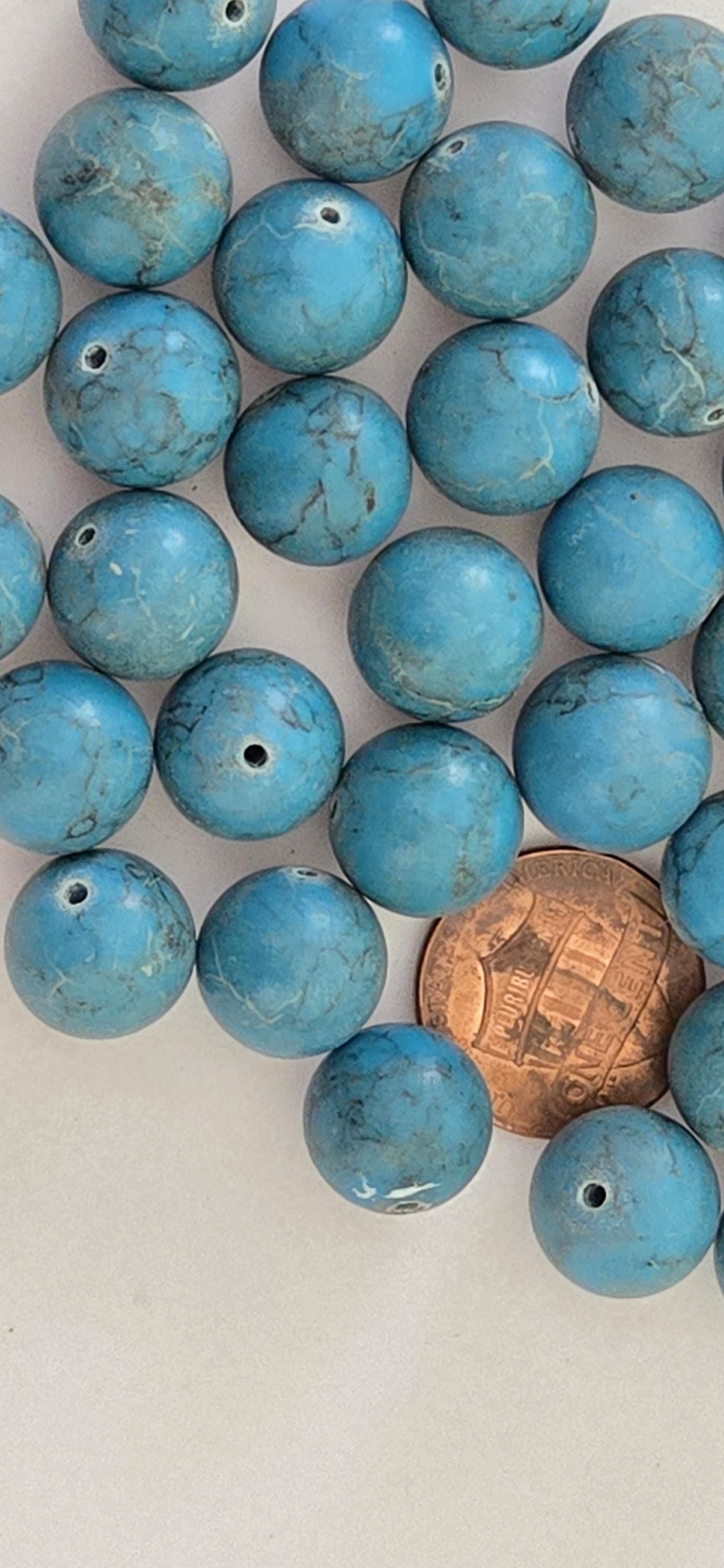 10 Tibetan turquoise beads Himalayan gemstone Beads – 11–12.5mm Round Shape Gemstone Beads – GM187B