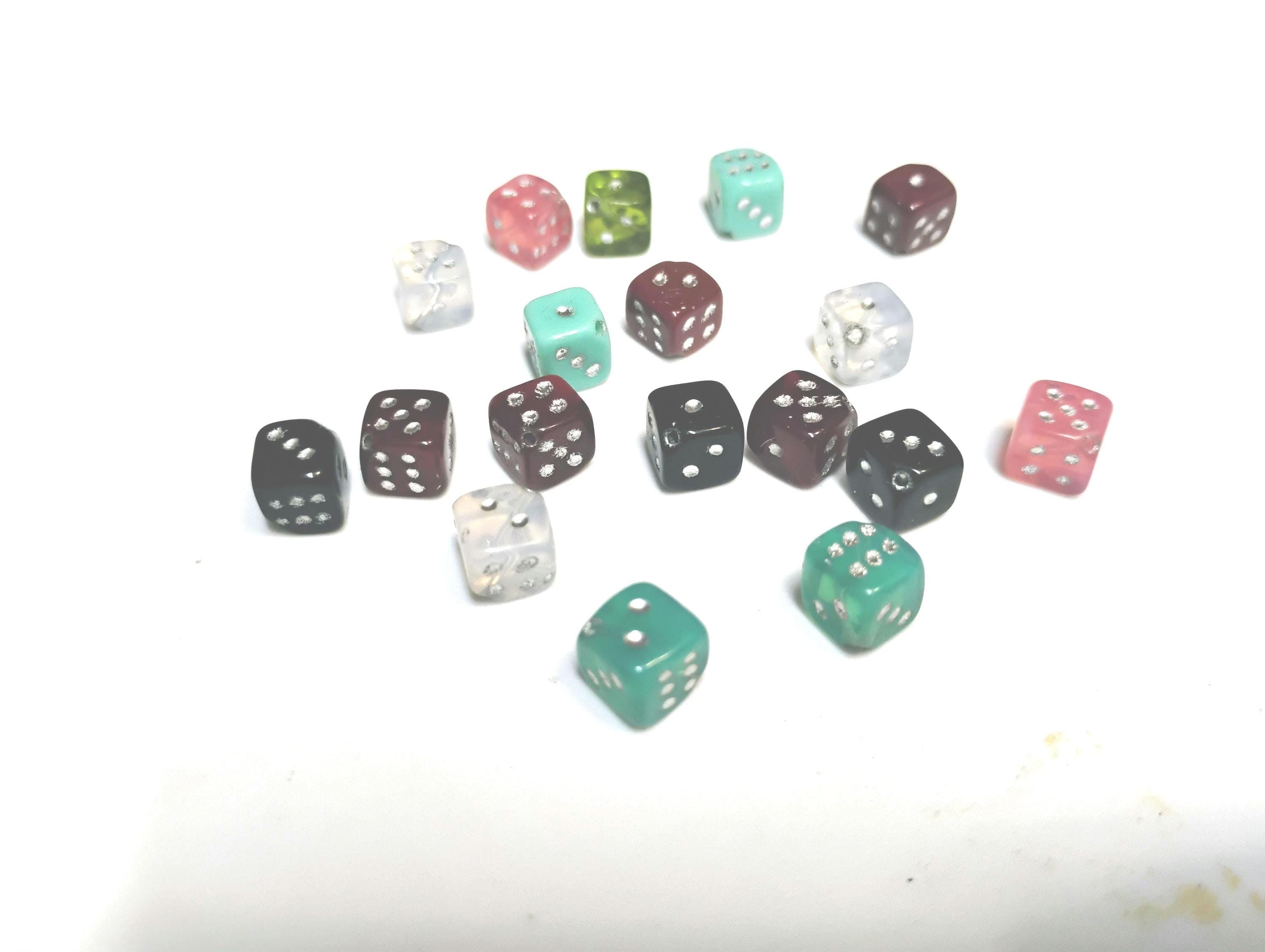 Colorful assorted Czech glass dice beads - 6 beads - BD315