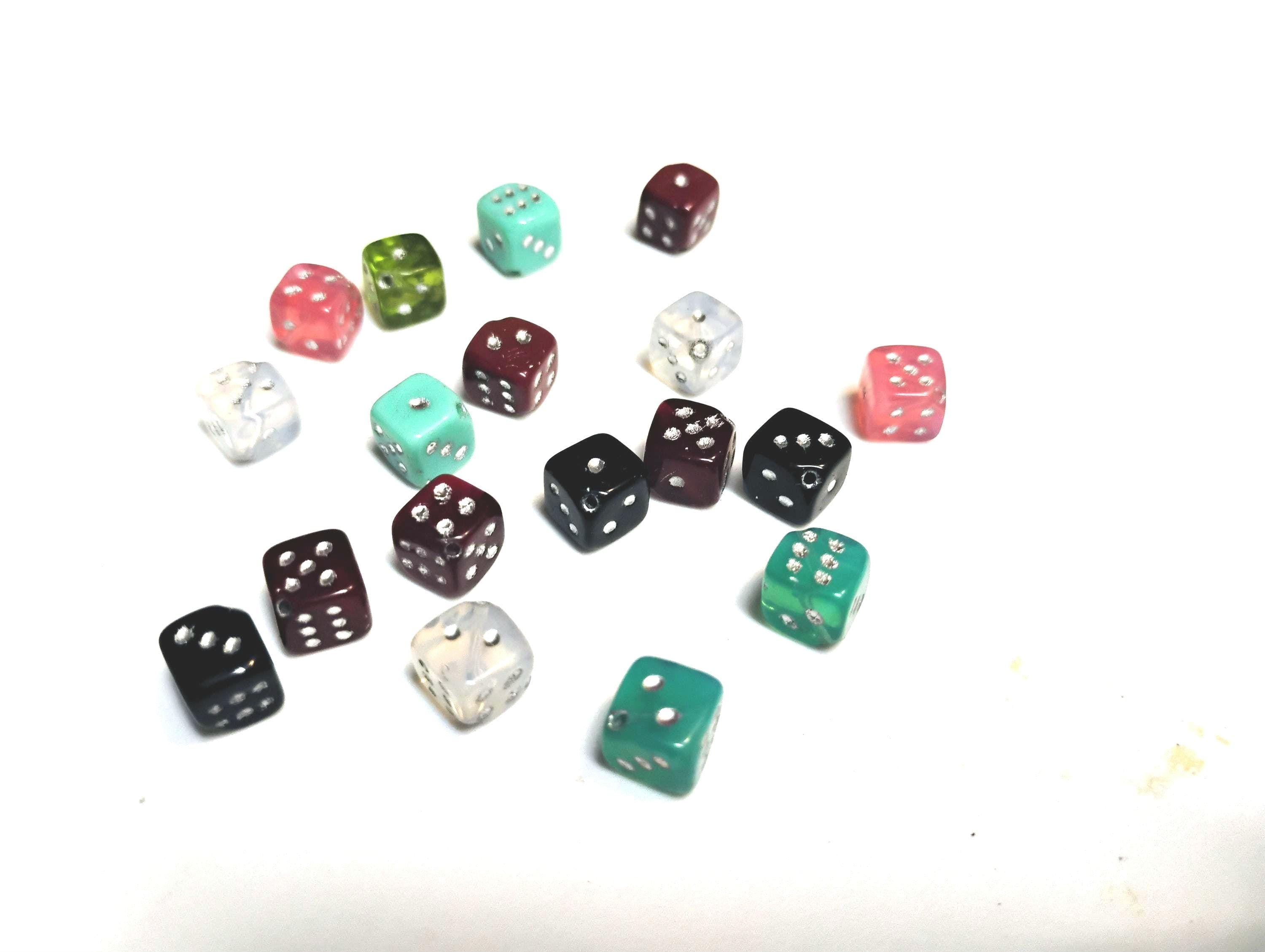 Colorful assorted Czech glass dice beads - 6 beads - BD315