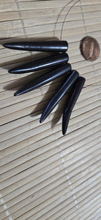 5 beads - Brownish black color tooth shape recycled cattle bone pendant beads- tribal boho jewelry beads GM266B