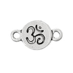 10 charms - Small Silver tone plated yoga meditation sanskrit om charm connectors 10 mm x 17 mm - CM083