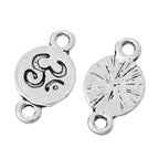 10 charms - Small Silver tone plated yoga meditation sanskrit om charm connectors 10 mm x 17 mm - CM083