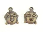 4 pieces- Brass tone Buddha charm pendants light weight - CM085