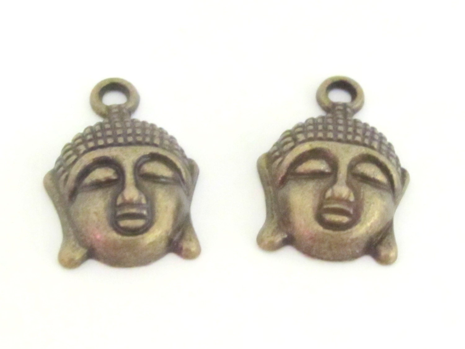 4 pieces- Brass tone Buddha charm pendants light weight - CM085