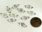 10 charms - Small Silver tone plated yoga meditation sanskrit om charm connectors 10 mm x 17 mm - CM083