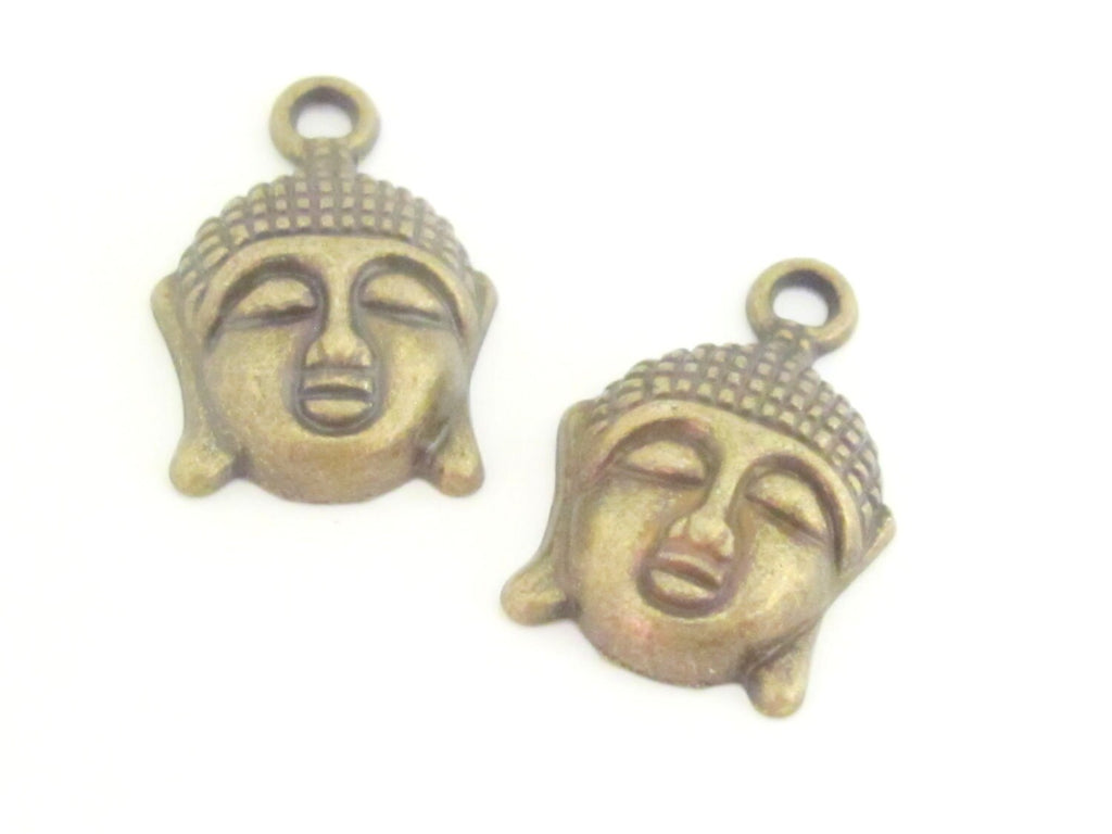 4 pieces- Brass tone Buddha charm pendants light weight - CM085