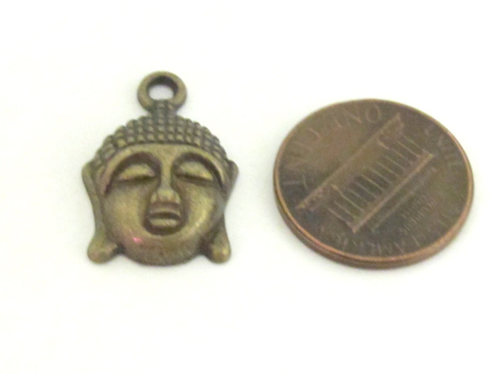 4 pieces- Brass tone Buddha charm pendants light weight - CM085