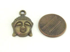 4 pieces- Brass tone Buddha charm pendants light weight - CM085