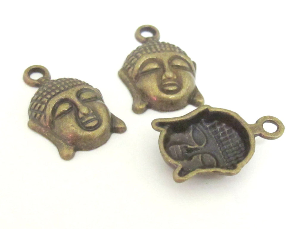 4 pieces- Brass tone Buddha charm pendants light weight - CM085