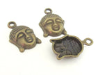 4 pieces- Brass tone Buddha charm pendants light weight - CM085
